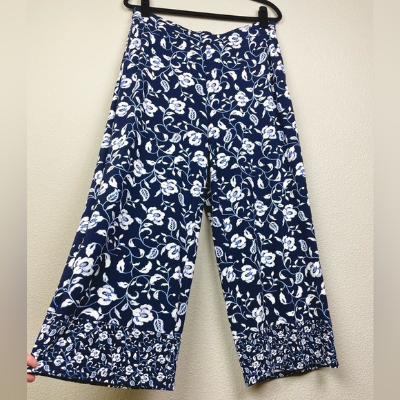 J.Jill NWT Women's Medium Wearever Full Leg Cropped Flowy jersey Knot Pants Blue - Picture 5 of 13